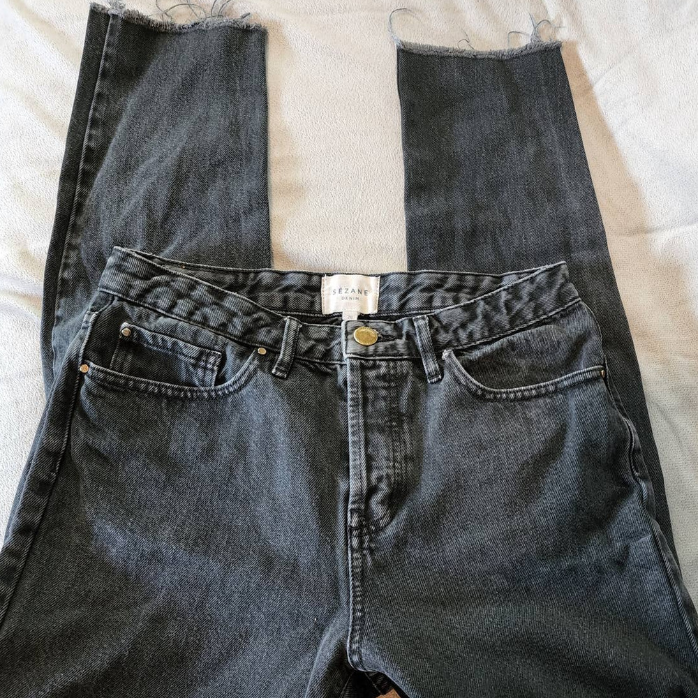 Sezane Denim Cropped Distressed Jeans Size 28